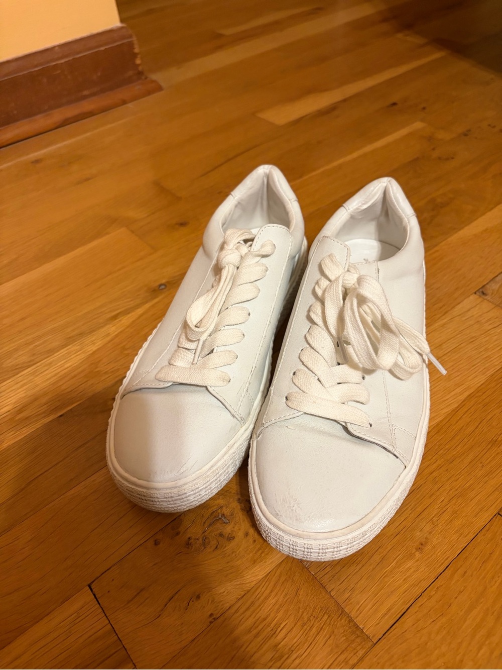 Steve Madden Cream Low-Top Lace-Up Sneakers